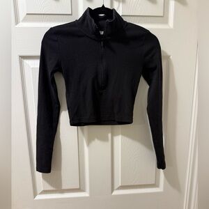 Sunday Best Black Cropped Long-Sleeve Half-Zip Top